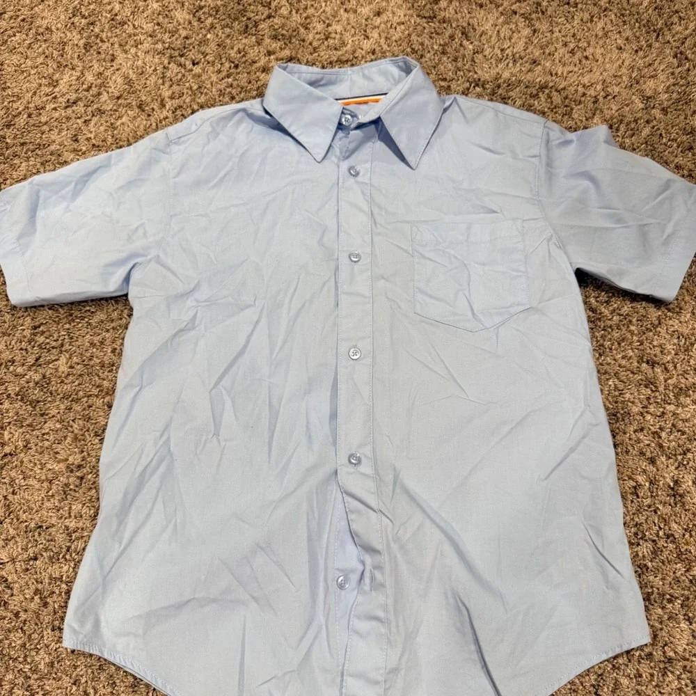 French Toast Boys Light Blue Short Sleeve School Uniform Button Down Shirt 14